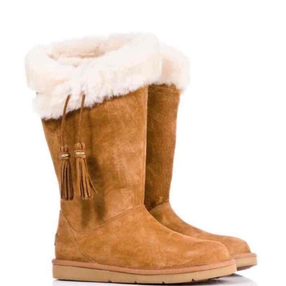 UGG Australia Plumdale Winter Boots Womens Sz 10 EUR 41 Brown Leather Sheepskin - Picture 1 of 12